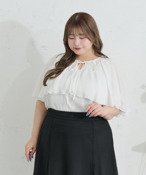 Louiosy(ルオシー)の「【Louiosy】【大きいサイズ】ケープリボンブラウス(シャツ/ブラウス・レディース・オフホワイト/ピンク・3L/4L)」の18枚目の写真