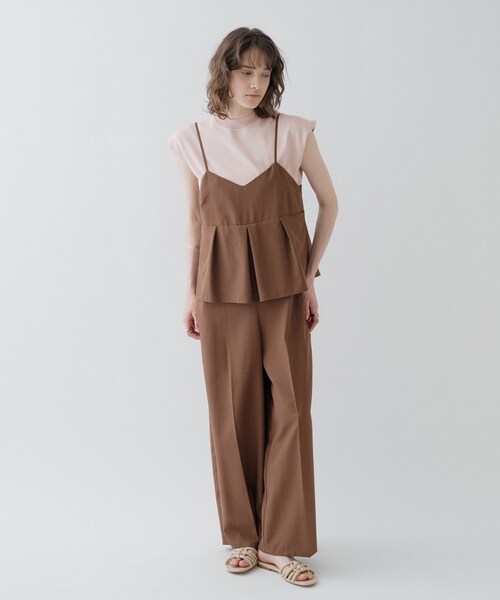 cloenc（クロエンス）の「【接触冷感／UVカット／マシンウォッシュ】キャミオールインワン（サロペット/オーバーオール・レディース・チャコールグレー・01/02/03）」の3枚目の写真