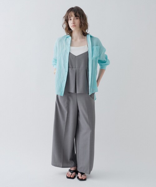 cloenc（クロエンス）の「【接触冷感／UVカット／マシンウォッシュ】キャミオールインワン（サロペット/オーバーオール・レディース・チャコールグレー・01/02/03）」の8枚目の写真