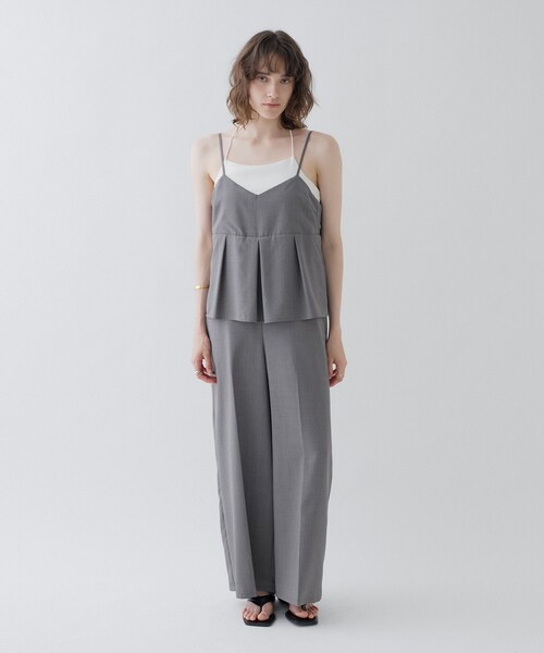 cloenc（クロエンス）の「【接触冷感／UVカット／マシンウォッシュ】キャミオールインワン（サロペット/オーバーオール・レディース・チャコールグレー・01/02/03）」の9枚目の写真