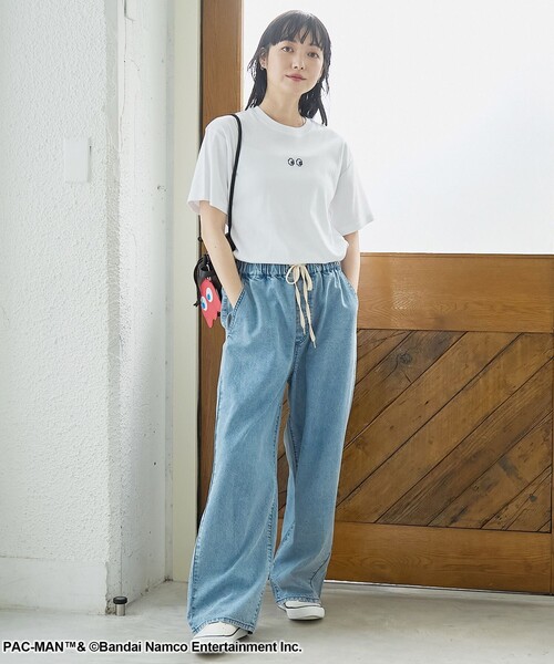 coen(コーエン)の「【PAC-MAN(パックマン)別注】EYEデザイン フライスコンパクト刺繍Tシャツ(Tシャツ/カットソー・レディース・ブラック/グレー/オフホワイト・L/M)」の4枚目の写真