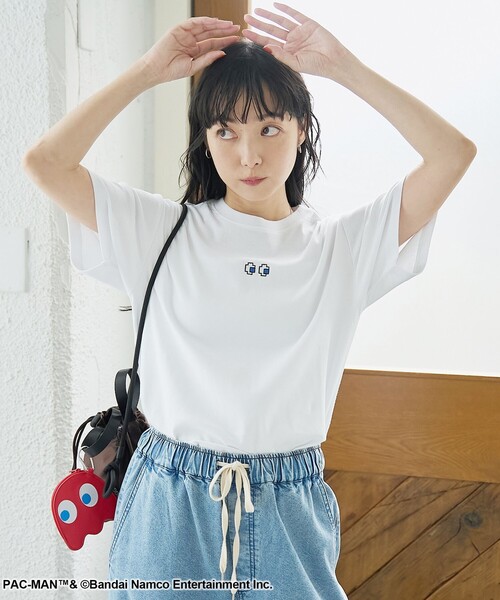 coen(コーエン)の「【PAC-MAN(パックマン)別注】EYEデザイン フライスコンパクト刺繍Tシャツ(Tシャツ/カットソー・レディース・ブラック/グレー/オフホワイト・L/M)」の6枚目の写真