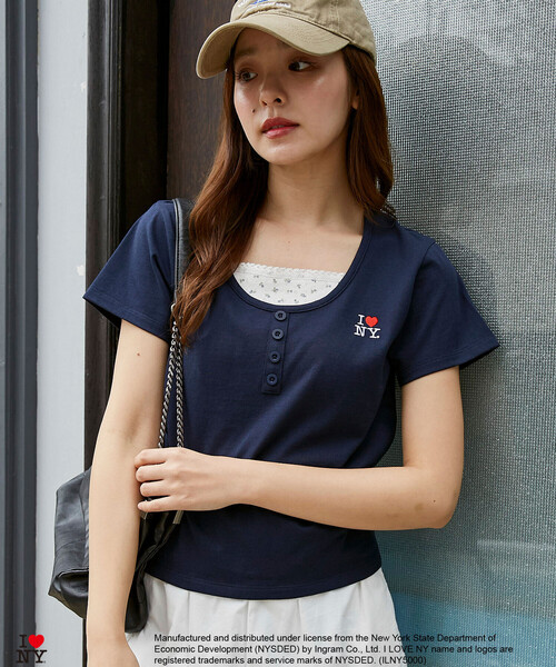 Tシャツ/カットソー（ブルー・ネイビー/青色系・花柄・ボタニカル柄