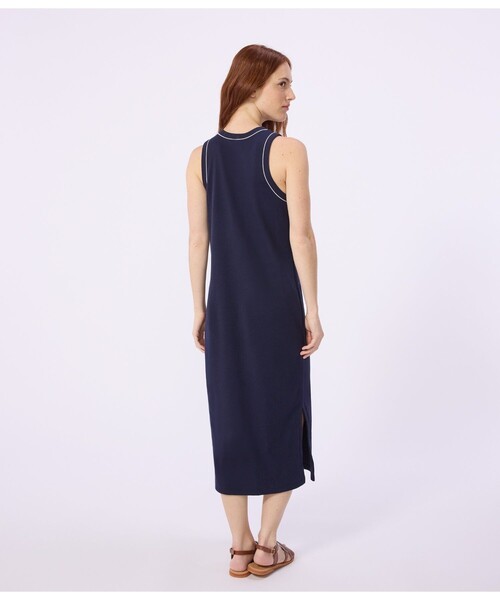 PETIT BATEAU（プチバトー）の「2×2リブ編み ノースリーブワンピース（ワンピース・レディース・ネイビー・XX-SMALL/X-SMALL/SMALL/MEDIUM/LARGE）」の2枚目の写真