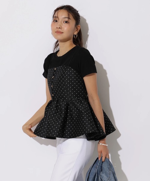 JUSGLITTY(ジャスグリッティー)の「Smile Tシャツ(Tシャツ/カットソー・レディース・ホワイト/ブラック/ライトブルー・2)」の4枚目の写真