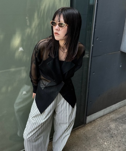 Ameri（アメリ）の「MEDI JACKET LIKE SHEER CARDIGAN（カーディガン/ボレロ・レディース・ライトグレー/ピンク/ブラック・FREE）」の9枚目の写真