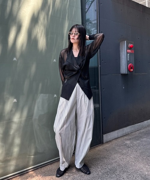 Ameri（アメリ）の「MEDI JACKET LIKE SHEER CARDIGAN（カーディガン/ボレロ・レディース・ライトグレー/ピンク/ブラック・FREE）」の10枚目の写真