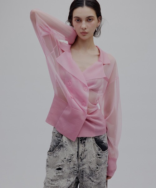 Ameri（アメリ）の「MEDI JACKET LIKE SHEER CARDIGAN（カーディガン/ボレロ・レディース・ライトグレー/ピンク/ブラック・FREE）」の17枚目の写真