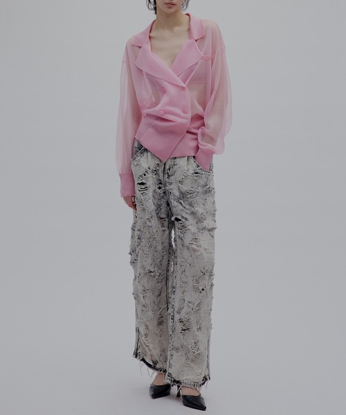 Ameri（アメリ）の「MEDI JACKET LIKE SHEER CARDIGAN（カーディガン/ボレロ・レディース・ライトグレー/ピンク/ブラック・FREE）」の20枚目の写真