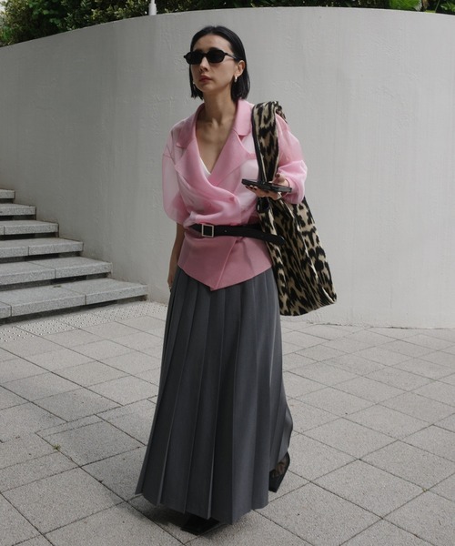 Ameri（アメリ）の「MEDI JACKET LIKE SHEER CARDIGAN（カーディガン/ボレロ・レディース・ライトグレー/ピンク/ブラック・FREE）」の4枚目の写真