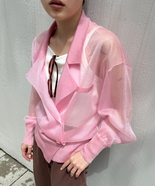Ameri（アメリ）の「MEDI JACKET LIKE SHEER CARDIGAN（カーディガン/ボレロ・レディース・ライトグレー/ピンク/ブラック・FREE）」の14枚目の写真