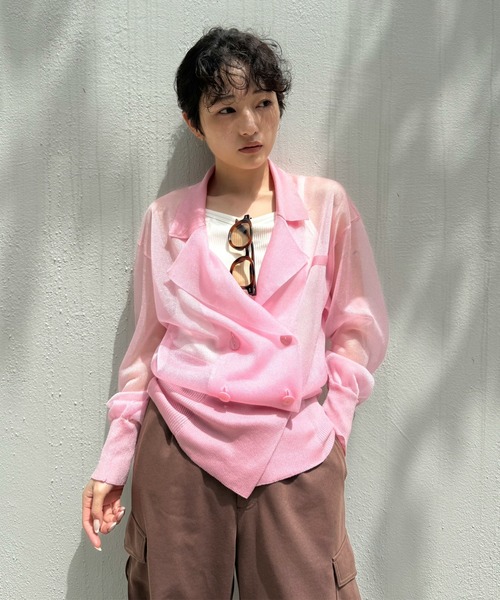 Ameri（アメリ）の「MEDI JACKET LIKE SHEER CARDIGAN（カーディガン/ボレロ・レディース・ライトグレー/ピンク/ブラック・FREE）」の15枚目の写真