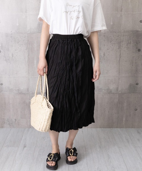 Miniministore(ミニミニストア)の「ワッシャースカート ミモレ丈 レディース(スカート・レディース・ホワイト/ブラック・FREE)」の8枚目の写真