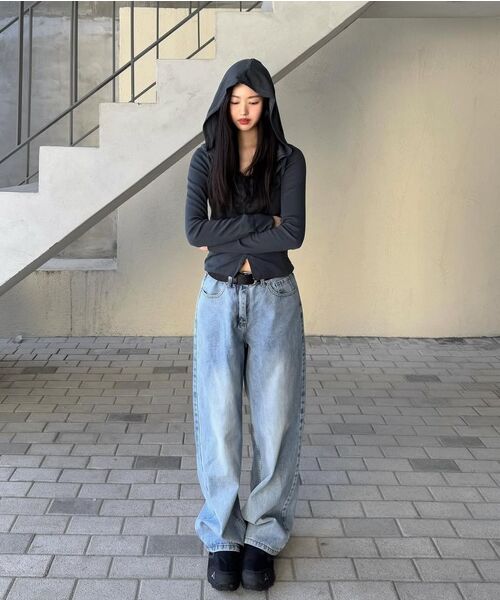 RAIMENT(レイメント)の「今シーズン サンドウォッシング ワイドデニムパンツ_薄い青(デニムパンツ・レディース・その他・SMALL/MEDIUM/LARGE/X-LARGE)」の11枚目の写真