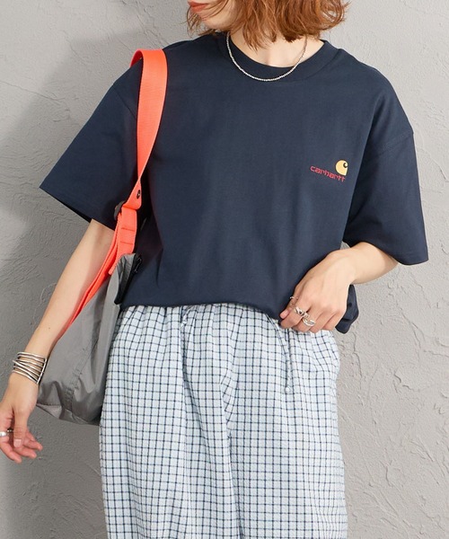 Carhartt WIP（カーハートダブリューアイピー）の「[carhartt WIP/カーハートダブリューアイピー] AMERICAN SCRIPT ワンポイント刺繍ロゴ ショートスリーブTシャツ（Tシャツ/カットソー・レディース・ライトグレー/ブラック/ホワイト/ネイビー/レッド・L/XS/S/M/XL）」の4枚目の写真
