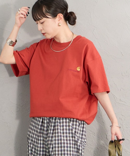 Carhartt WIP（カーハートダブリューアイピー）の「[carhartt WIP/カーハートダブリューアイピー] AMERICAN SCRIPT ワンポイント刺繍ロゴ ショートスリーブTシャツ（Tシャツ/カットソー・レディース・ライトグレー/ブラック/ホワイト/ネイビー/レッド・L/XS/S/M/XL）」の5枚目の写真