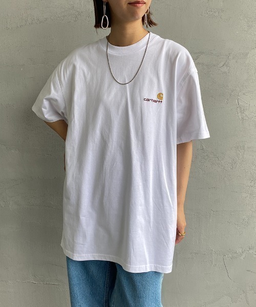 Carhartt WIP（カーハートダブリューアイピー）の「[carhartt WIP/カーハートダブリューアイピー] AMERICAN SCRIPT ワンポイント刺繍ロゴ ショートスリーブTシャツ（Tシャツ/カットソー・レディース・ライトグレー/ブラック/ホワイト/ネイビー/レッド・L/XS/S/M/XL）」の10枚目の写真
