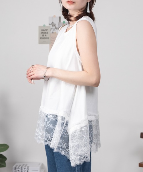 美品】ELENDEEK 裾カット ボックスチュニック ノースリ プルオーバー 