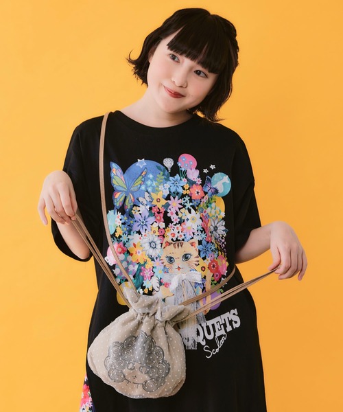ScoLar(スカラー)の「662438:スカラーちゃんドット柄巾着ミニショルダーバッグ(ショルダーバッグ・レディース・イエロー/ベージュ/ブラック・FREE)」の1枚目の写真