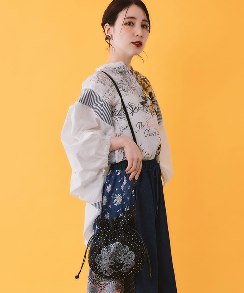 ScoLar(スカラー)の「662438:スカラーちゃんドット柄巾着ミニショルダーバッグ(ショルダーバッグ・レディース・イエロー/ベージュ/ブラック・FREE)」の6枚目の写真