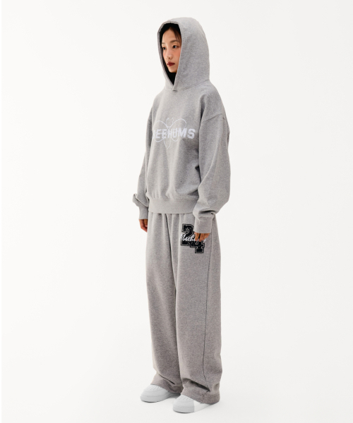 ABEEHUMS（アビハムズ）の「No.24 ロゴスウェットワイドパンツ ABH357-303 メランジグレー（スウェットパンツ・レディース・ミックスグレー・SMALL/MEDIUM）」の4枚目の写真