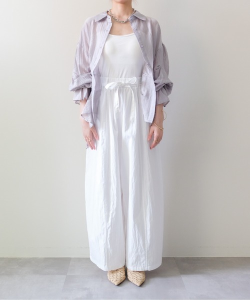 DOLLUPOOPS(ドールアップウップス)の「Easy Tuck Wide Pants(イージータックワイドパンツ)(その他パンツ・レディース・チャコール/オフホワイト・MEDIUM)」の7枚目の写真