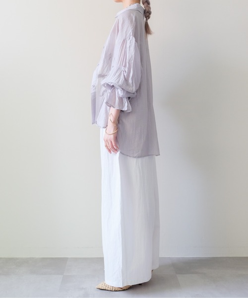 DOLLUPOOPS(ドールアップウップス)の「Easy Tuck Wide Pants(イージータックワイドパンツ)(その他パンツ・レディース・チャコール/オフホワイト・MEDIUM)」の8枚目の写真