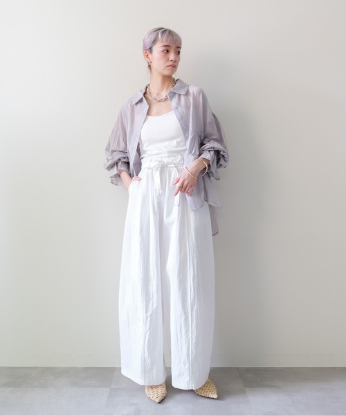 DOLLUPOOPS(ドールアップウップス)の「Easy Tuck Wide Pants(イージータックワイドパンツ)(その他パンツ・レディース・チャコール/オフホワイト・MEDIUM)」の3枚目の写真