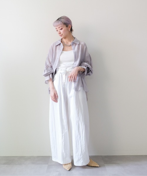 DOLLUPOOPS(ドールアップウップス)の「Easy Tuck Wide Pants(イージータックワイドパンツ)(その他パンツ・レディース・チャコール/オフホワイト・MEDIUM)」の4枚目の写真