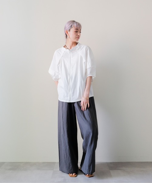 DOLLUPOOPS(ドールアップウップス)の「Easy Tuck Wide Pants(イージータックワイドパンツ)(その他パンツ・レディース・チャコール/オフホワイト・MEDIUM)」の12枚目の写真