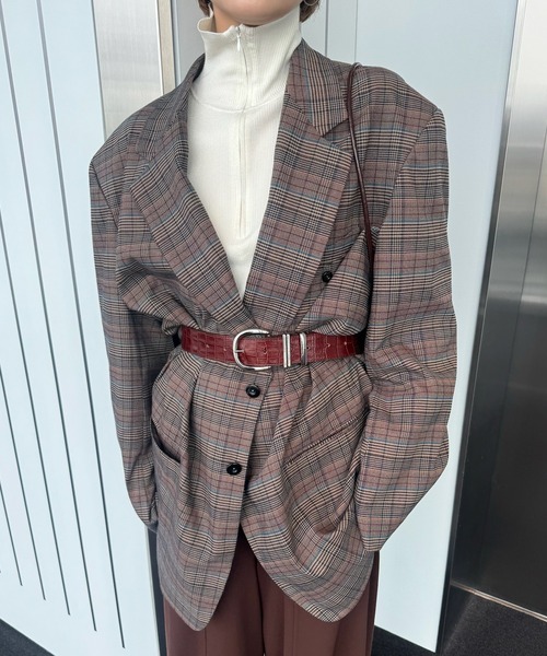 Ameri(アメリ)の「DEFORMATION TACK CHECK JACKET(テーラードジャケット・レディース・ブラウン・SMALL/MEDIUM)」の10枚目の写真