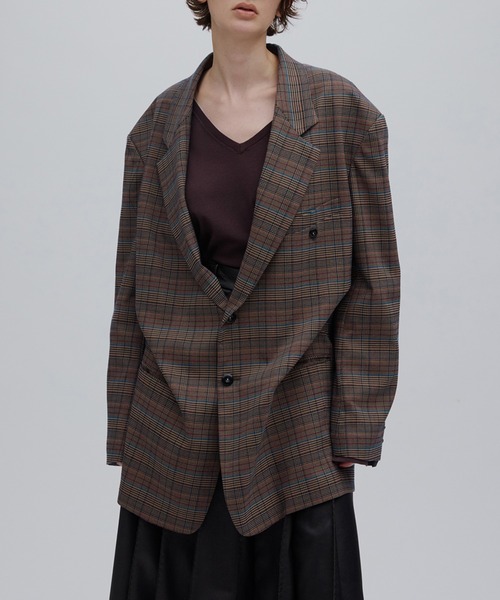 Ameri(アメリ)の「DEFORMATION TACK CHECK JACKET(テーラードジャケット・レディース・ブラウン・SMALL/MEDIUM)」の14枚目の写真