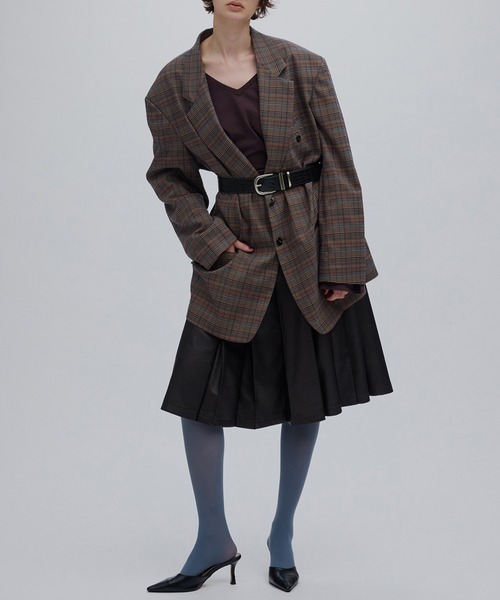 Ameri(アメリ)の「DEFORMATION TACK CHECK JACKET(テーラードジャケット・レディース・ブラウン・SMALL/MEDIUM)」の13枚目の写真