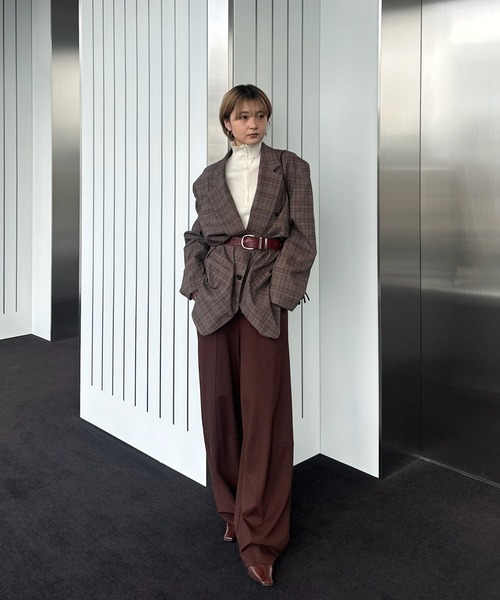 Ameri(アメリ)の「DEFORMATION TACK CHECK JACKET(テーラードジャケット・レディース・ブラウン・SMALL/MEDIUM)」の19枚目の写真