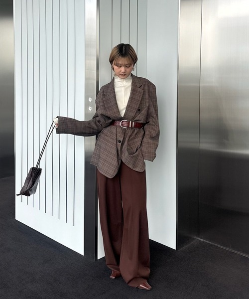 Ameri(アメリ)の「DEFORMATION TACK CHECK JACKET(テーラードジャケット・レディース・ブラウン・SMALL/MEDIUM)」の18枚目の写真