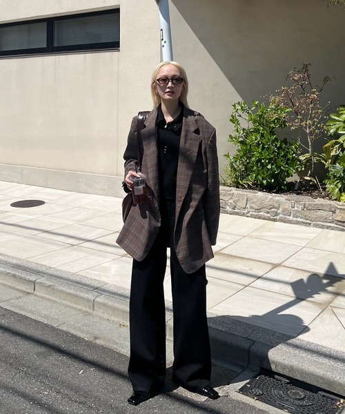 Ameri(アメリ)の「DEFORMATION TACK CHECK JACKET(テーラードジャケット・レディース・ブラウン・SMALL/MEDIUM)」の17枚目の写真