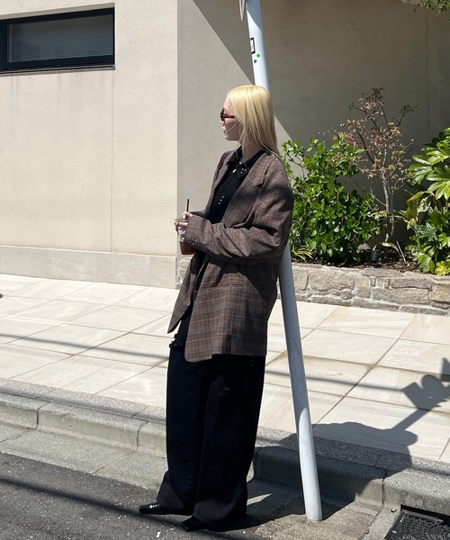 Ameri(アメリ)の「DEFORMATION TACK CHECK JACKET(テーラードジャケット・レディース・ブラウン・SMALL/MEDIUM)」の16枚目の写真