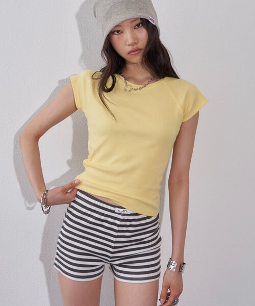 sloppy(スロッピー)の「【SLOPPY/WEB限定カラーあり】リブチビTEE(Tシャツ/カットソー・レディース・ブラウン/オフホワイト/サックスブルー/イエロー/ブラック/パープル・FREE)」の20枚目の写真