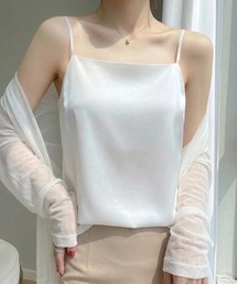華奢ストラップサテンプレーンキャミソール