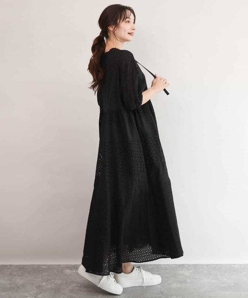 MK MICHEL KLEIN（エムケーミッシェルクラン）の「[洗える]パッチワークコットンレースワンピース（ワンピース・レディース・ホワイト/ブラック・38）」の14枚目の写真