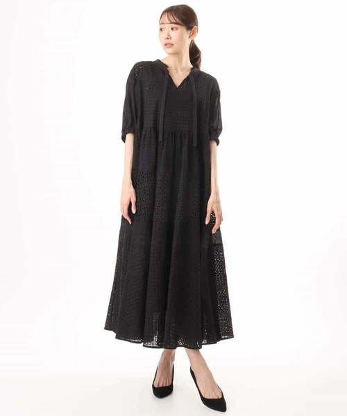 MK MICHEL KLEIN（エムケーミッシェルクラン）の「[洗える]パッチワークコットンレースワンピース（ワンピース・レディース・ホワイト/ブラック・38）」の16枚目の写真
