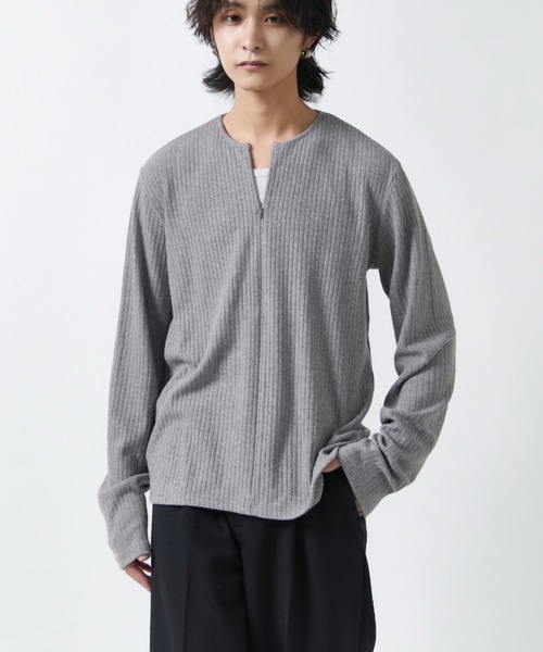 Lui's(ルイス)の「ハーフジップコンパクトリブニット(ニット/セーター・メンズ・ブラック/グレー・S/M)」の2枚目の写真
