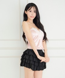 【カップ付き】Secret Dot Lace-up Bustier / シークレットドットレースアップビスチェ