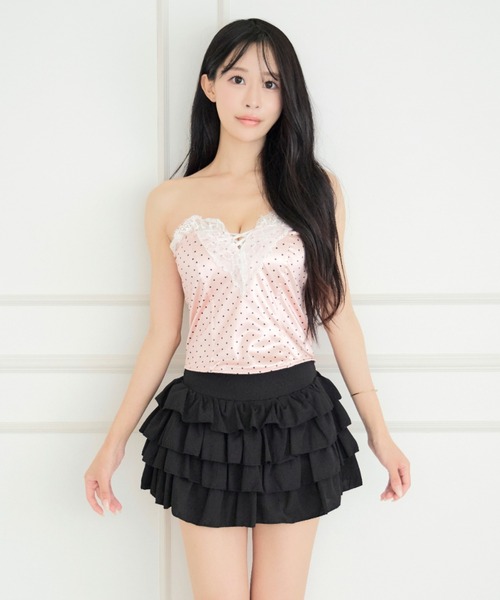 ALLuRing ChaRm(アリュリングチャーム)の「【カップ付き】Secret Dot Lace-up Bustier / シークレットドットレースアップビスチェ(チューブトップ・レディース・ブラック/ホワイト/ベビーピンク・FREE)」の22枚目の写真