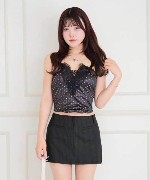 ALLuRing ChaRm(アリュリングチャーム)の「【カップ付き】Secret Dot Lace-up Bustier / シークレットドットレースアップビスチェ(チューブトップ・レディース・ブラック/ホワイト/ベビーピンク・FREE)」の14枚目の写真