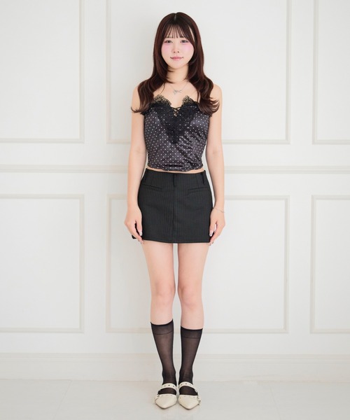 ALLuRing ChaRm(アリュリングチャーム)の「【カップ付き】Secret Dot Lace-up Bustier / シークレットドットレースアップビスチェ(チューブトップ・レディース・ブラック/ホワイト/ベビーピンク・FREE)」の17枚目の写真