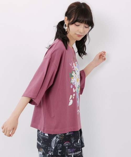 ScoLar(スカラー)の「162692:スカラー特製お月見パフェ柄 接触冷感Tシャツ(Tシャツ/カットソー・レディース・ピンク/オフホワイト/イエロー/ブラック・M)」の7枚目の写真