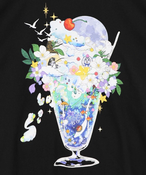 ScoLar(スカラー)の「162692:スカラー特製お月見パフェ柄 接触冷感Tシャツ(Tシャツ/カットソー・レディース・ピンク/オフホワイト/イエロー/ブラック・M)」の11枚目の写真
