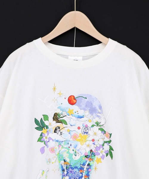 ScoLar(スカラー)の「162692:スカラー特製お月見パフェ柄 接触冷感Tシャツ(Tシャツ/カットソー・レディース・ピンク/オフホワイト/イエロー/ブラック・M)」の15枚目の写真