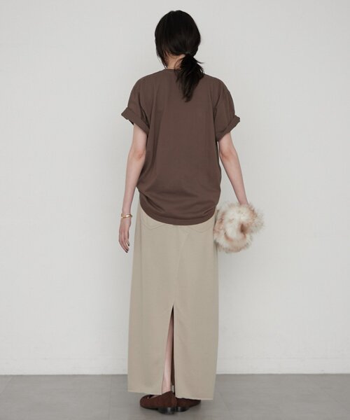 LOUNGEDRESS(ラウンジドレス)の「≪セットアップ可≫カットマキシスカート(スカート・レディース・ライトベージュ/チャコールグレー・FREE)」の15枚目の写真